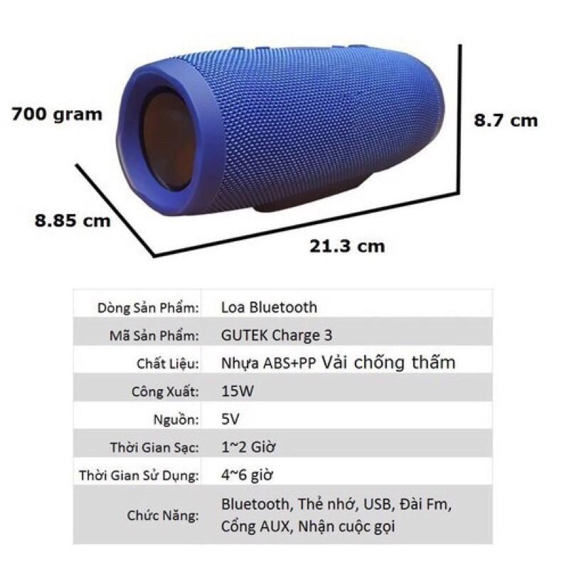 Loa Bluetooth Không Dây Charge 3 Mini Vỏ Nhôm Nghe Nhạc Hay, Âm Thanh Chất Lượng, Hỗ Trợ Cắm Thẻ Nhớ Tf, Usb