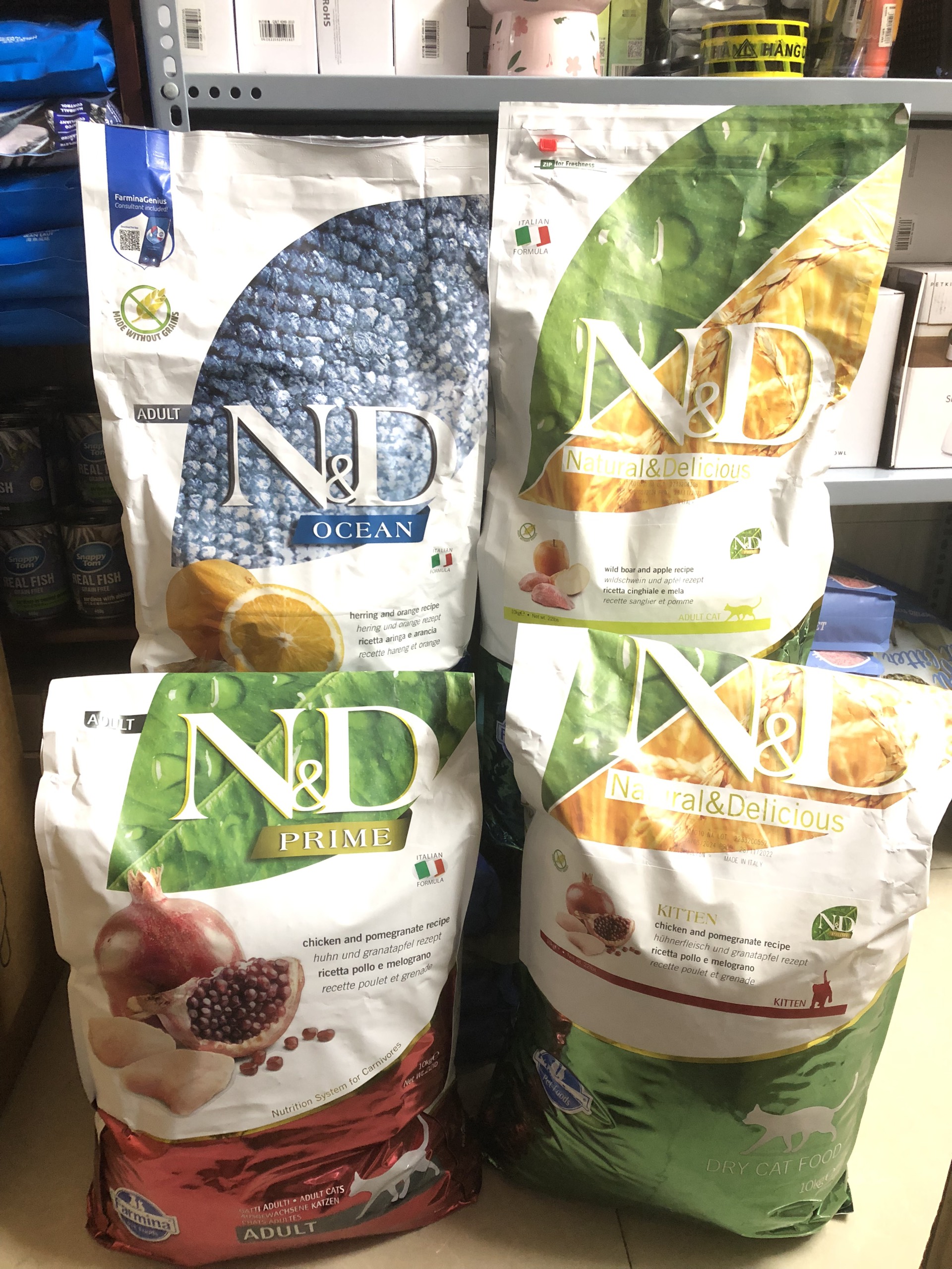 ZIP - Hạt N&D Prime Kitten / Adult, Ocean Herring Farmina cao cấp cho Mèo con, Mèo trưởng thành túi 1kg