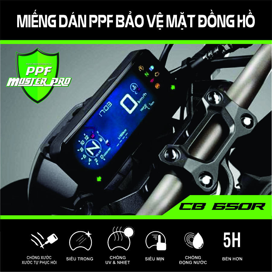 Miếng Dán PPF Bảo Vệ Mặt Đồng Hồ Xe Moto CB 650  | Chất Liệu Film PPF