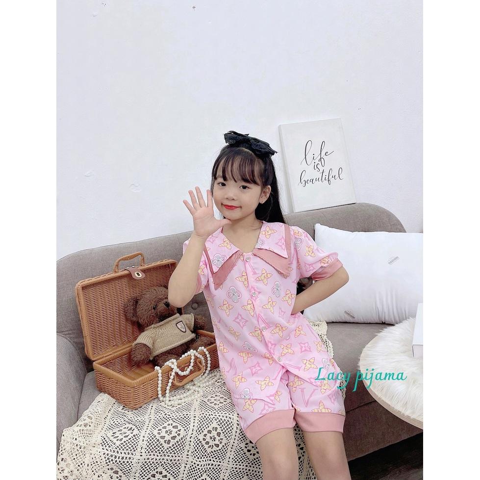 Đồ bộ bé gái, bộ pijama ngắn tay cho bé gái họa tiết đáng yêu size 18-35kg chất lụa mango mềm mát