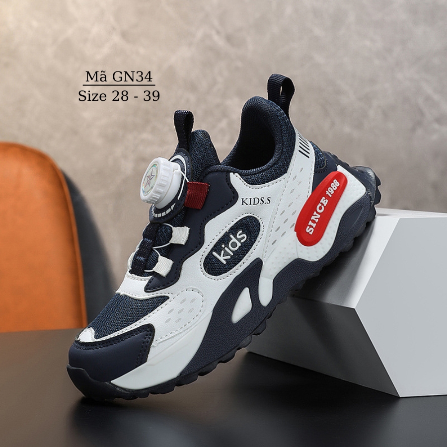Giày Bóng Rổ Bé Trai 4 - 15 Tuổi KIDS.S Êm Nhẹ Khóa Xoáy Cao Cấp Chống Bẹt Hỗ Trợ Can Thiệp Lót Cho Bé BCB Lót Đế Chỉnh Hình GN34