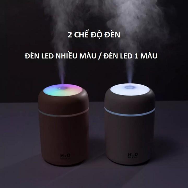 Máy Phun Sương Khuếch Tán Tinh Dầu H2O Tạo Độ Ẩm Đèn Led Nhiều Màu Sắc Mini Dung Tích 300ml