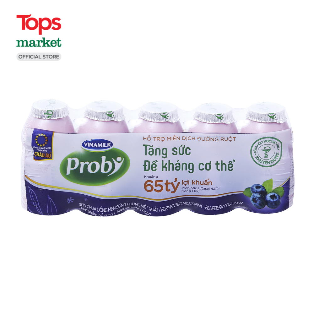 Lốc 5 Chai Sữa Chua Uống Men Sống Probi Hương Việt Quất 65Ml