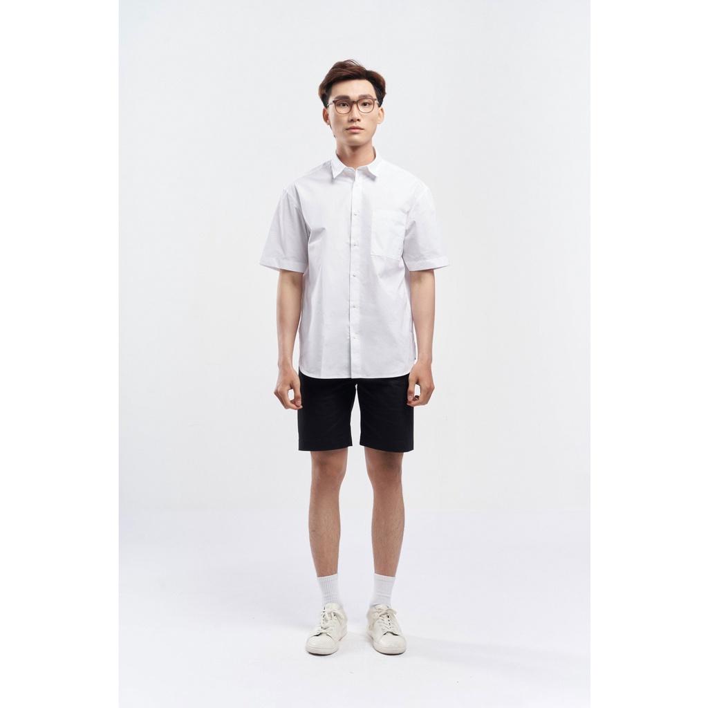 ÁO SƠ MI NAM TAY NGẮN có 1 túi trước form loose 2 màu TRẮNG / ĐEN 10S21SHS017 | LASTORE MENSWEAR