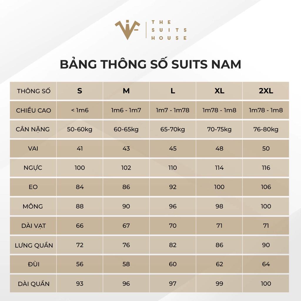 Bộ vest nam xanh sẫm, suits sartorial, 1 khuy 2 túi, form ôm The Suits House