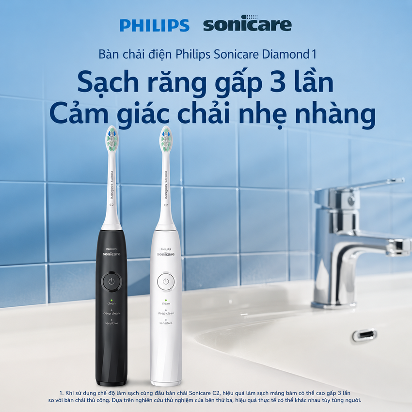 Bàn chải đánh răng điện thương hiệu Hà Lan cao cấp Philips DiamondClean Series 1 HX5070 - Hàng chính hãng