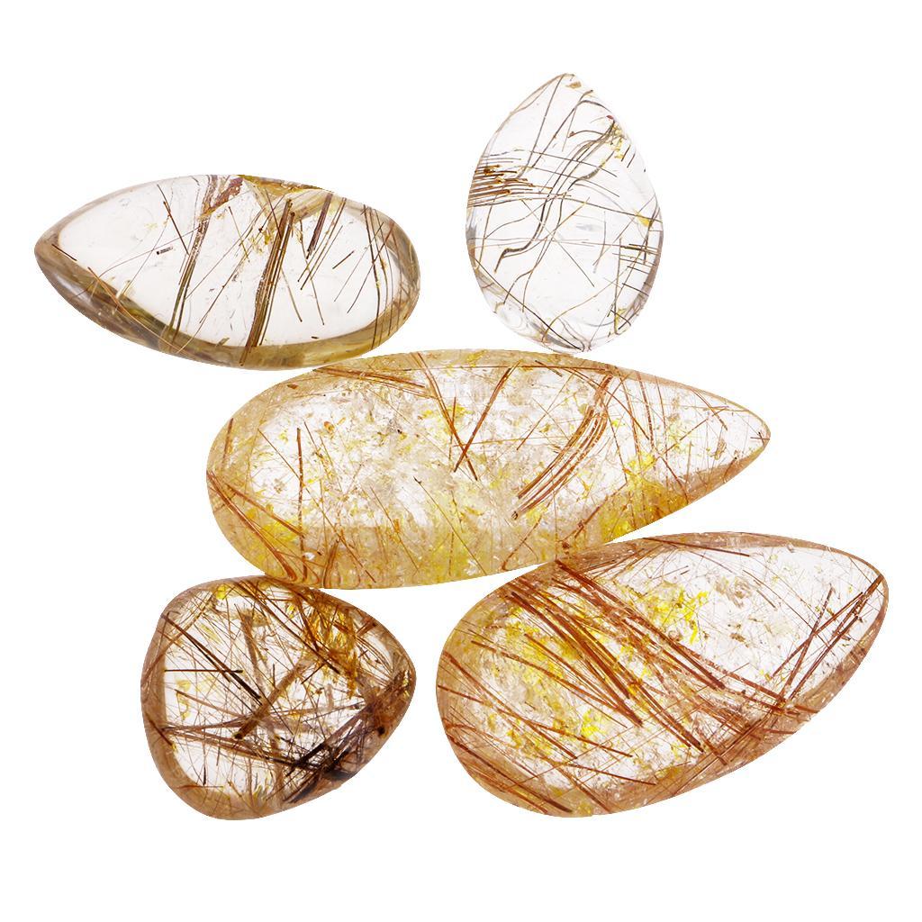 3-6pack Natural Gold Rutilated Quartz Crystal Pendant for DIY Pendant Jewelry