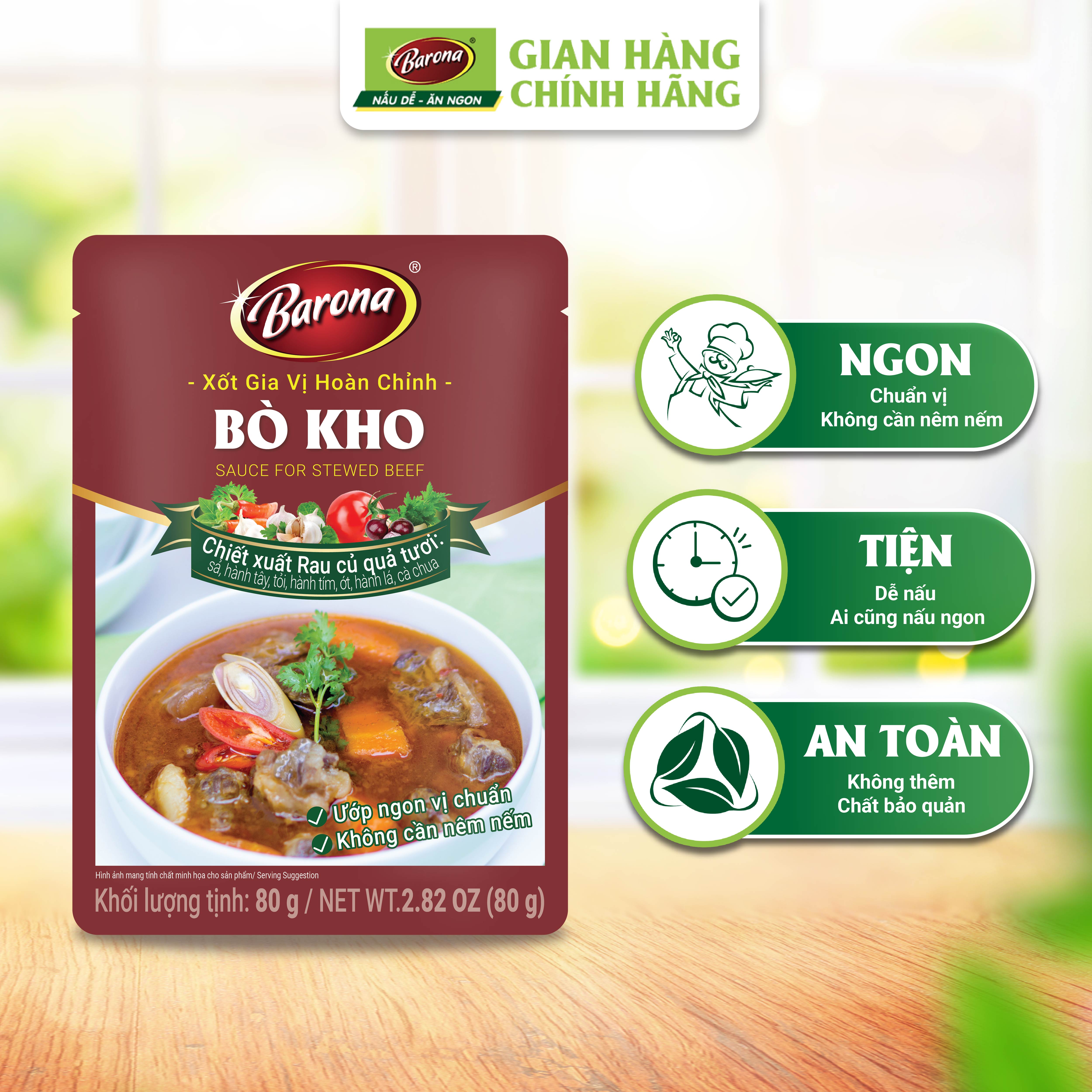 Gia Vị Bò Kho Barona 80g ươp ngon chuẩn vị không cần nêm nếm – Combo – 3