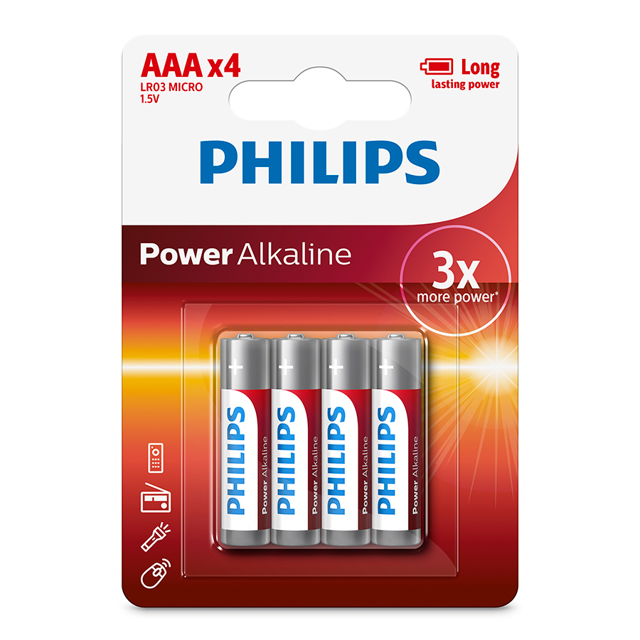 Hình ảnh Pin kiềm AAA Philips LR03P4B/97 vỉ 4 viên