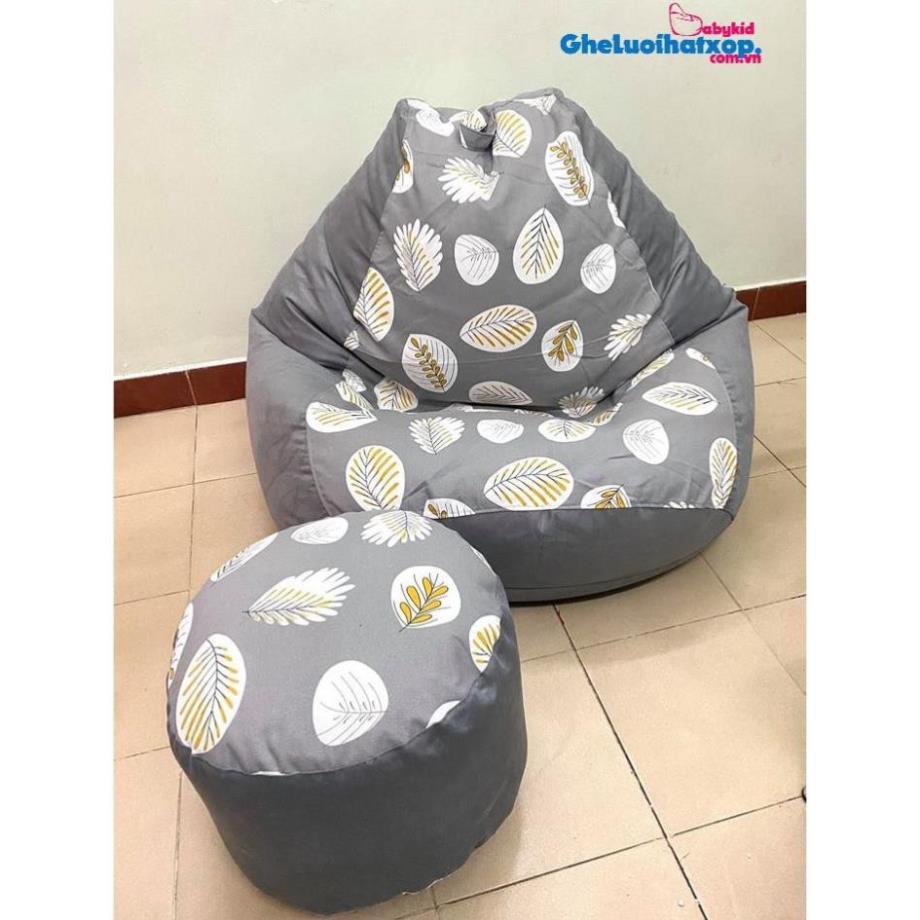 Đôn xốp kê chân họa tiết Babykid, 2 cỡ, thô canvas phối da lộn nhiều màu