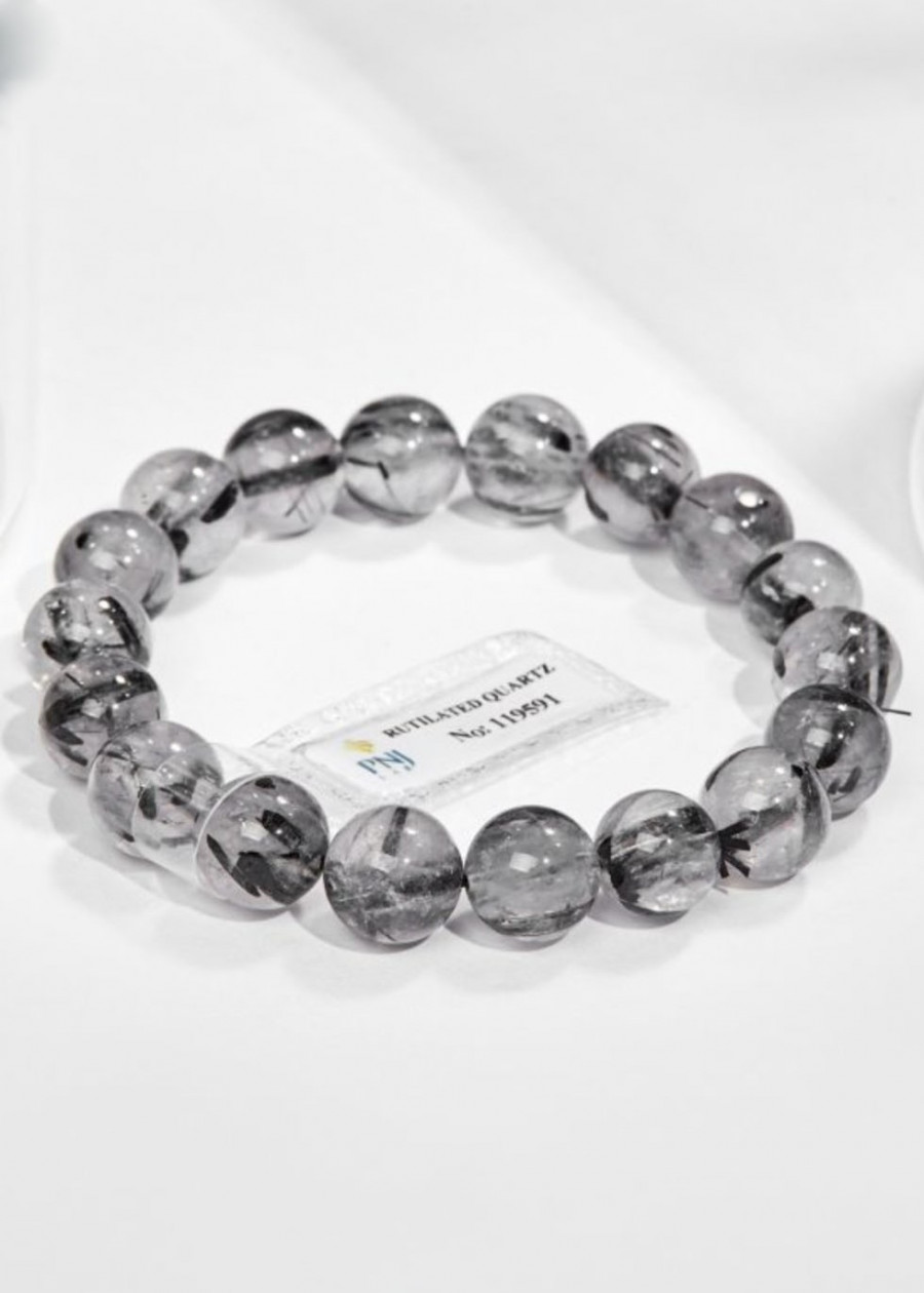Gembank Vòng Tay Thach Anh Tóc Đen 11MM Kèm Giấy Kiểm Định PNJ