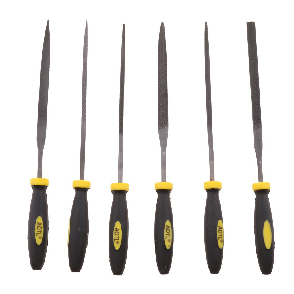 6Pc Steel Rasp Neecle File Set Jeweler Wood Carving Tool Rubber Handle