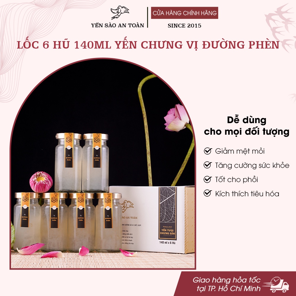 Yến chưng đường phèn và không đường combo 6 và 12 hũ 70ml và 140ml ĐẬM ĐẶC YẾN TƯƠI từ Yến Sào An Toàn