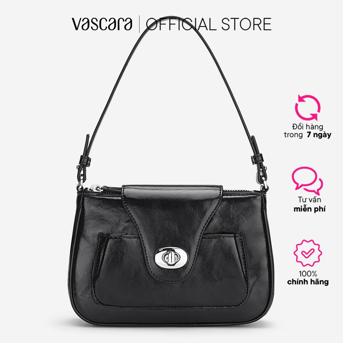 Vascara Túi Đeo Vai Nắp Gập Phối Khóa Xoay - SHO 0273