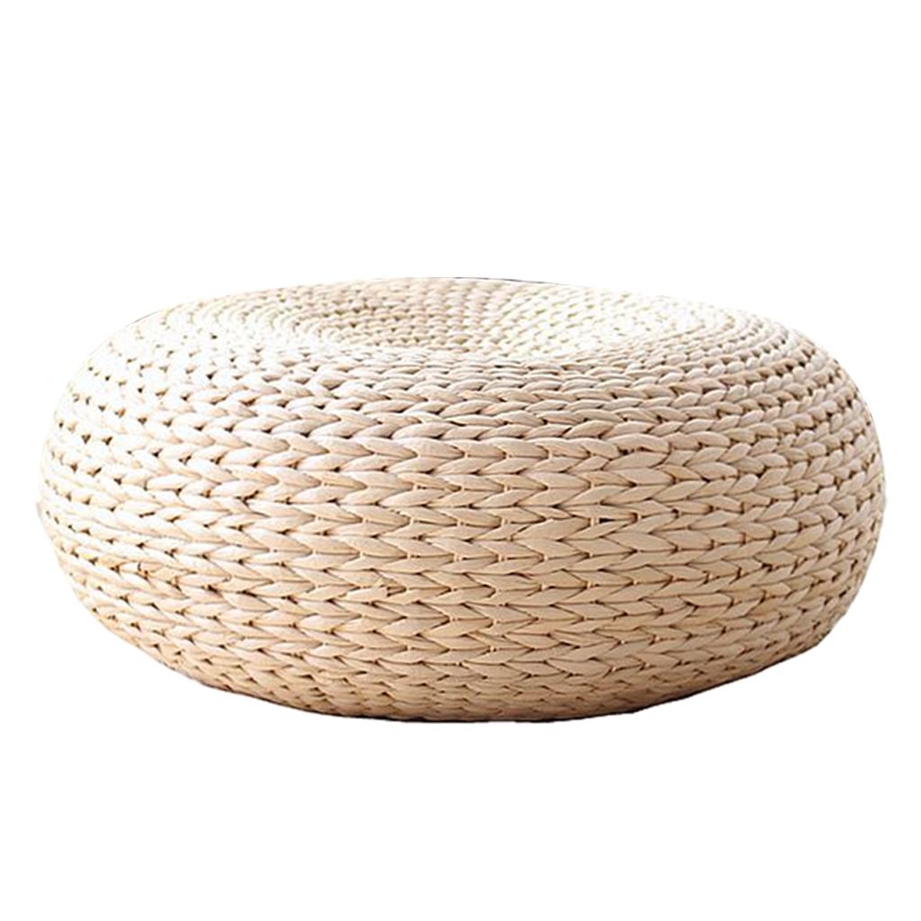 40cm Dia Straw Seat Cushion for Yoga Mat Soft Round Pouf Tatami Cushion Floor Cushion Mat Indoor Outdoor Use