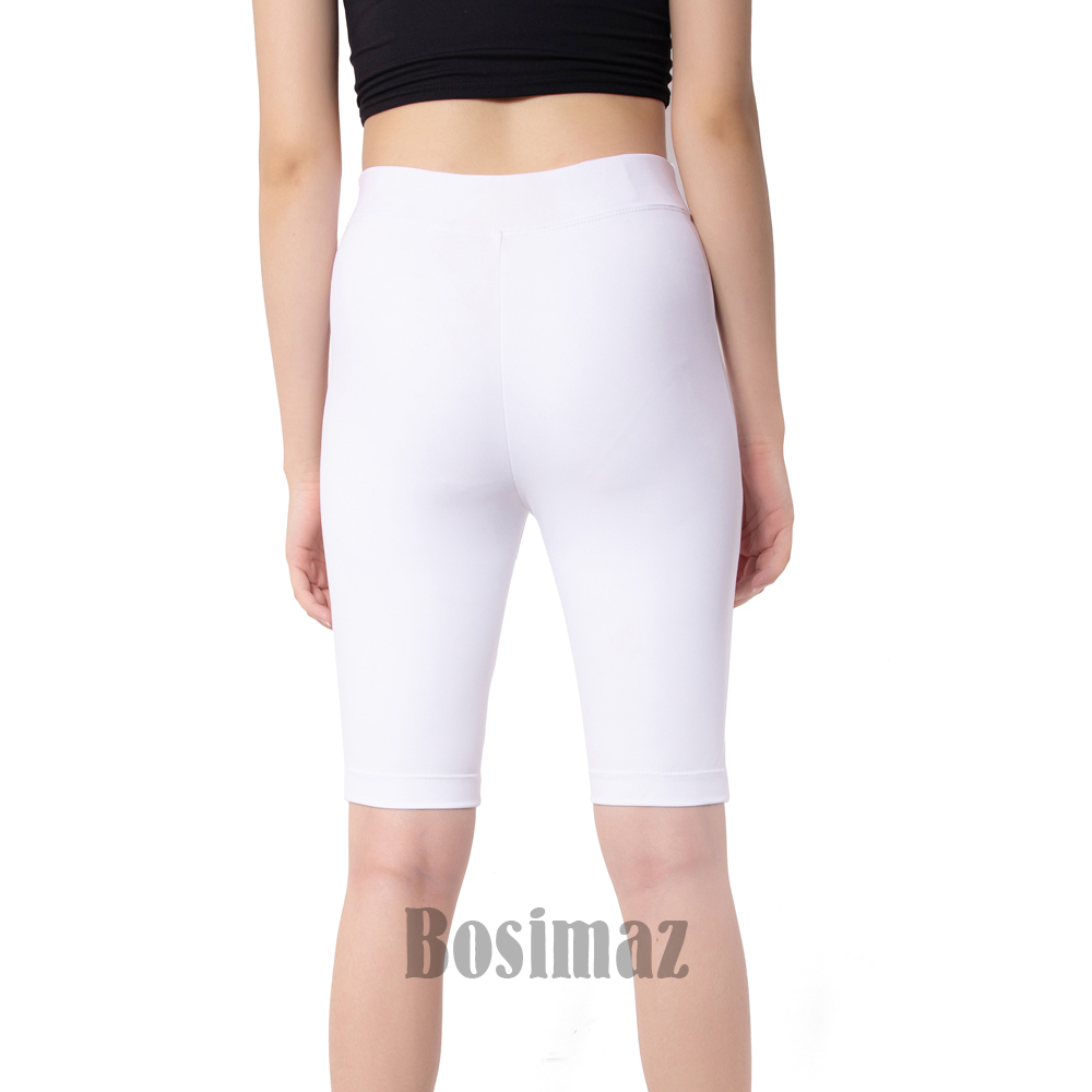 Quần Legging Nữ Bosimaz MS353 ngắn không túi màu trắng cao cấp, thun co giãn 4 chiều, vải đẹp dày, thoáng mát không xù lông.