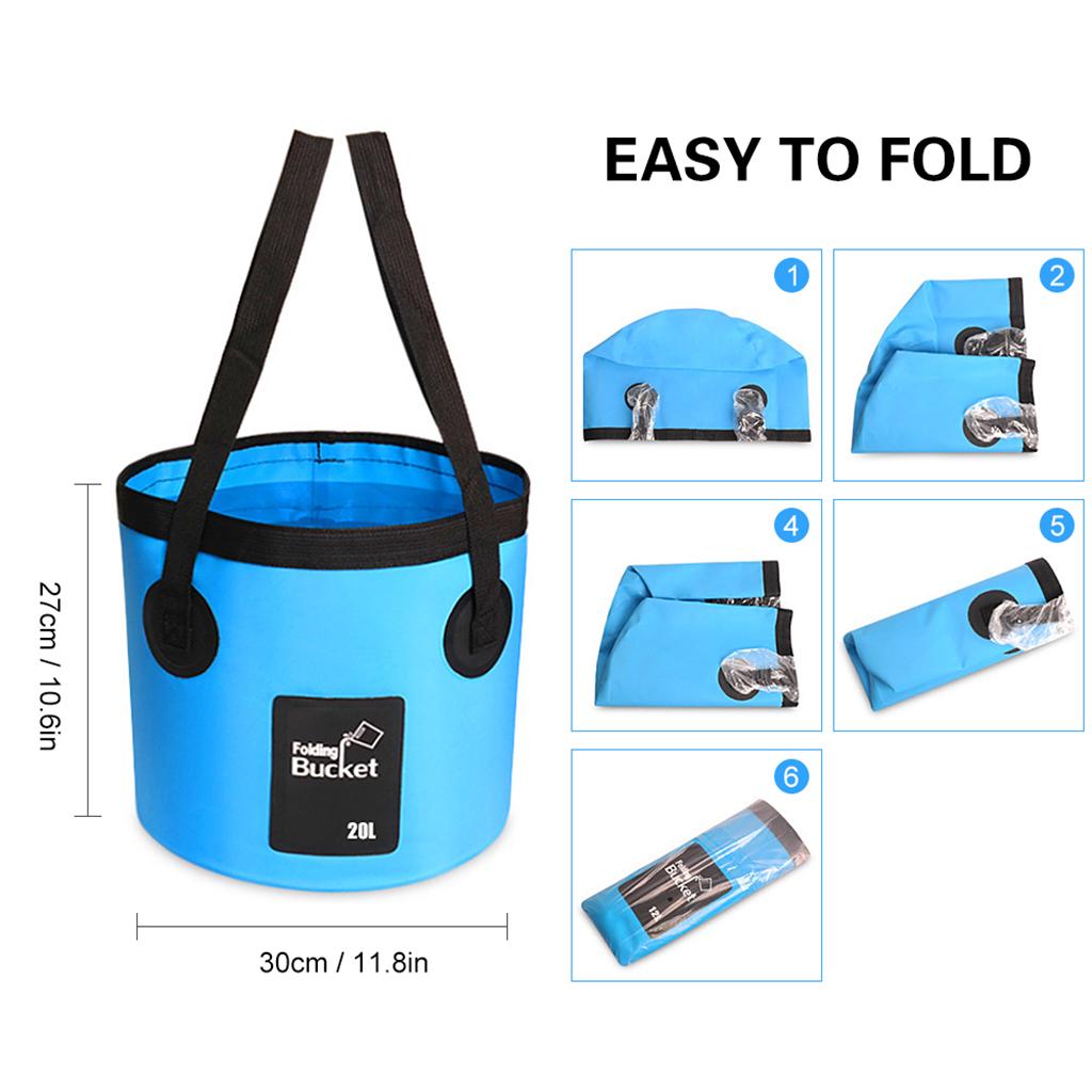 Portable Outdoor Shower Folding Bucket Kit, Camping Car 12V Cigarette Water Heated Basin Bag Container, Car Pet Washer Washing Pump