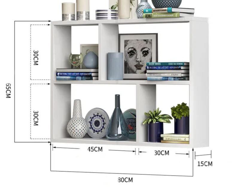 Kệ Sách Treo Tường Chữ Nhật Kết Cấu Giấu Chân Juno Sofa CTKT07-80 KT 80 x 65 x 15cm