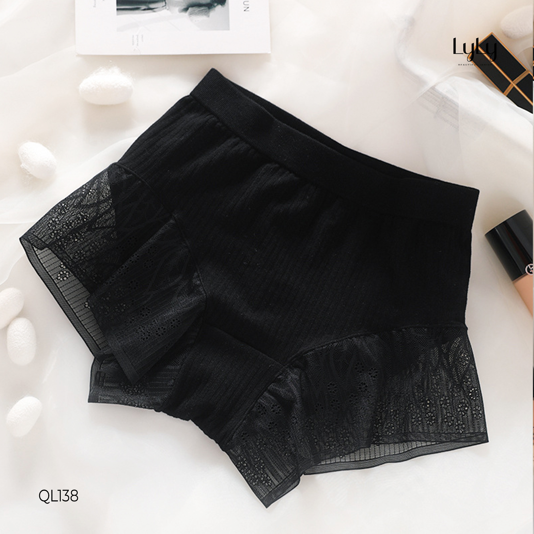Quần lót cạp cao quần mặc váy cotton phối ren cao cấp Lyly Lorem QL138