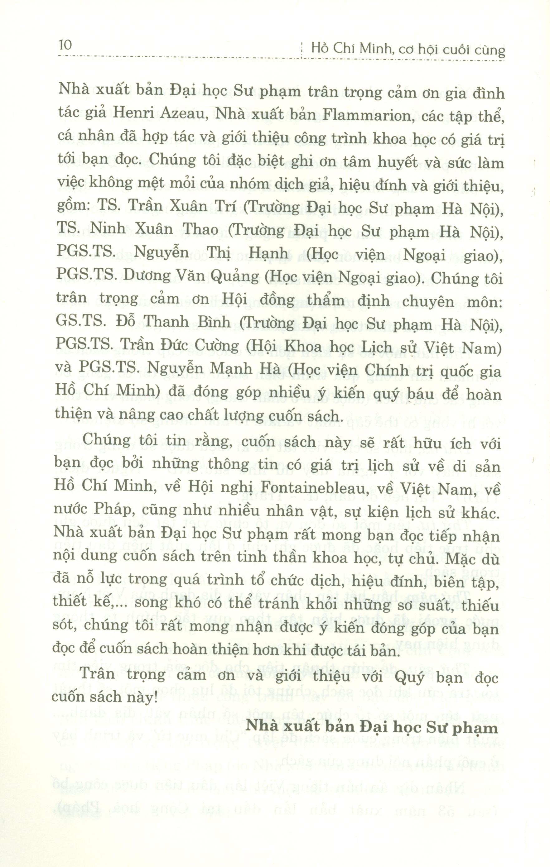 Hồ Chí Minh Cơ Hội Cuối Cùng (Hội Nghị Việt - Pháp Tại Fontainebleau, Tháng 7 Năm 1946) - Bìa mềm