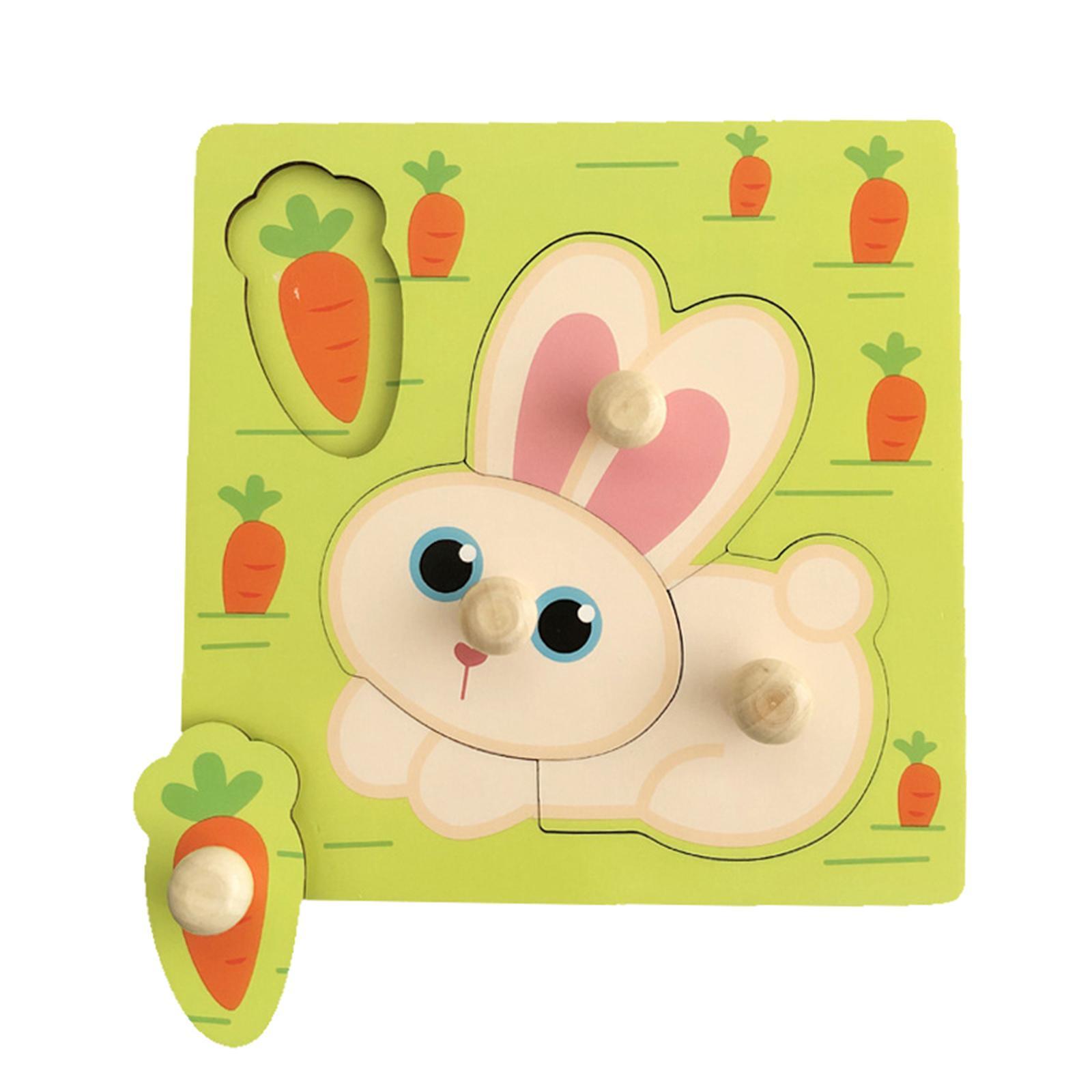 Wooden Cartoon Jigsaw Puzzles Shape Matching Game for 2 3 4 Year Old Rabbit