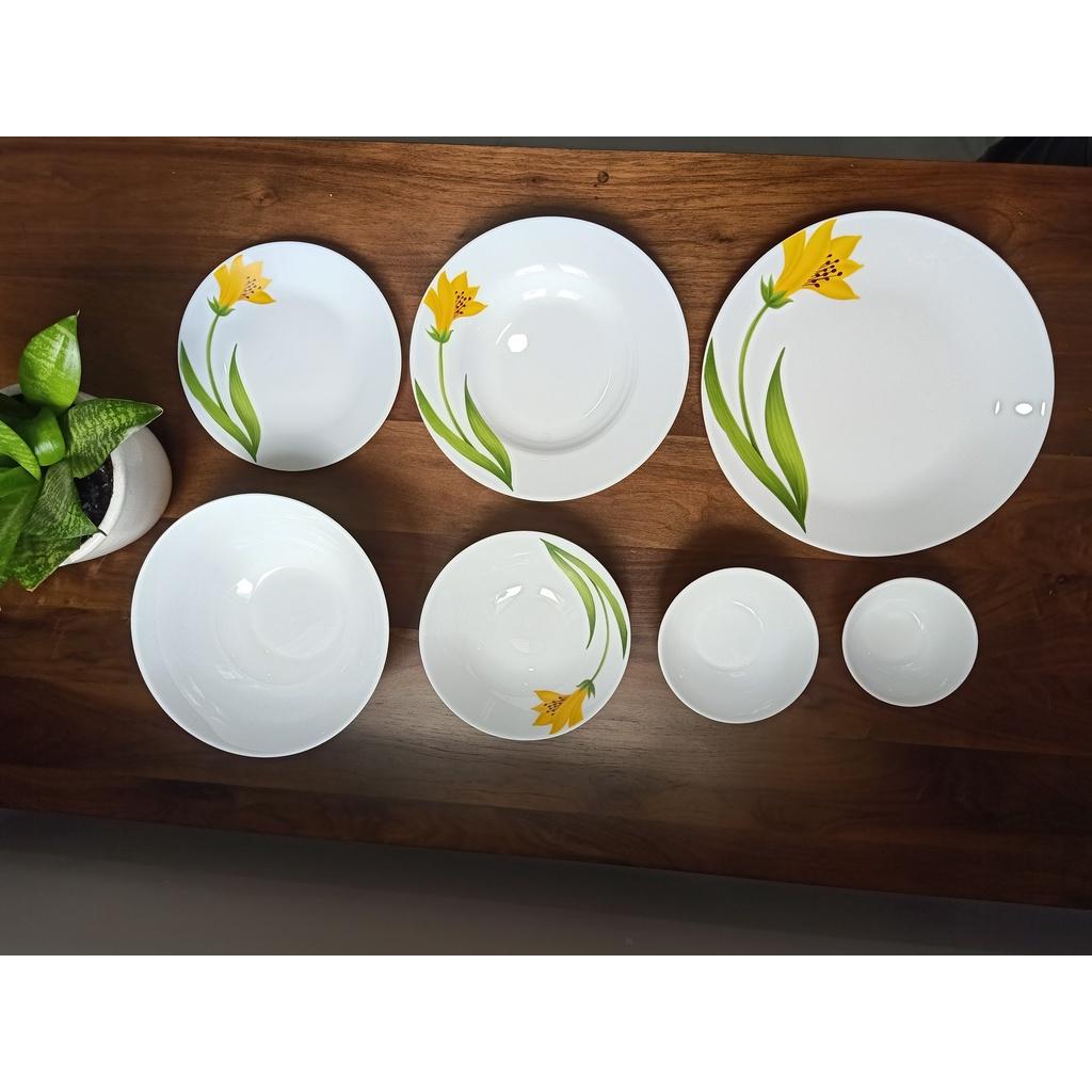 Bộ chén đĩa thủy tinh Diva Ivory C.A 12 món - 10 món La Opala- HÀNG CHÍNH HÃNG