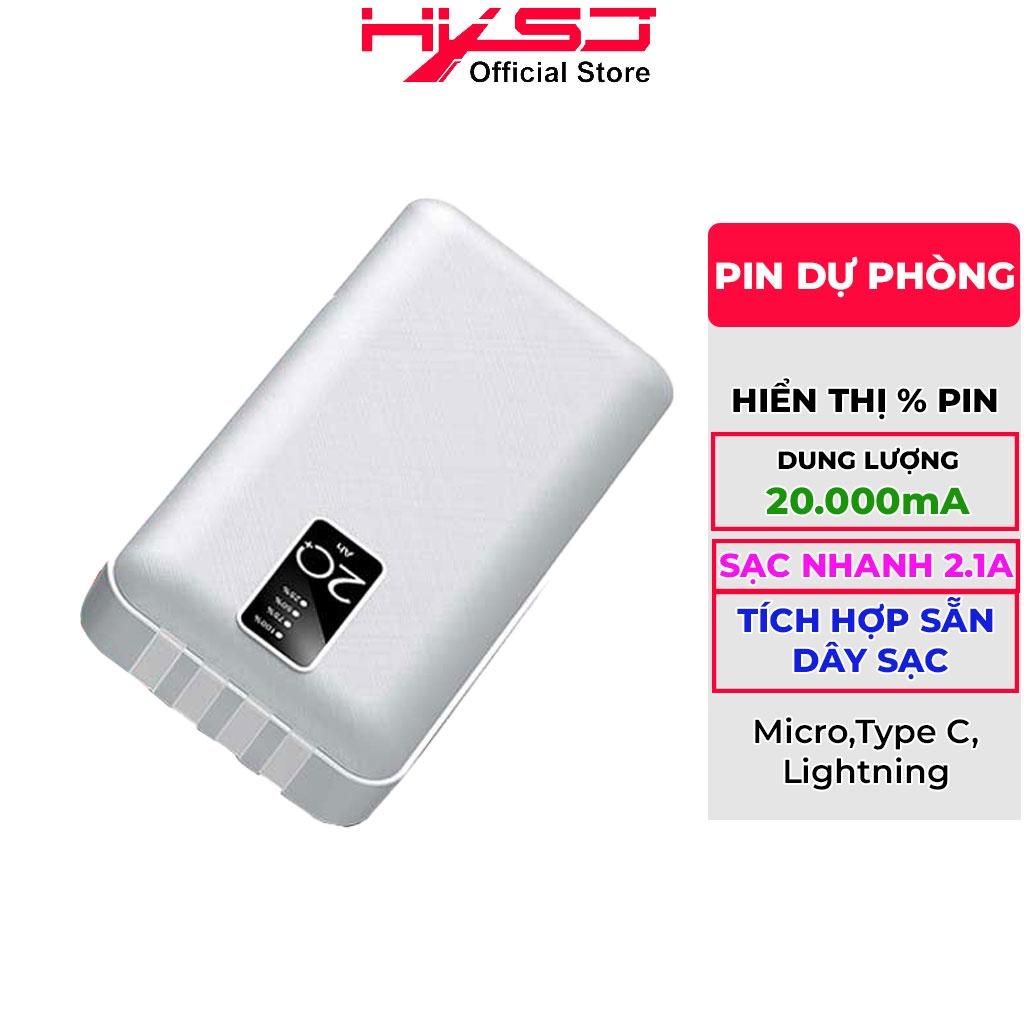 Pin sạc dự phòng HXSJ A1 20.000mAh-sạc nhanh tích hợp sẵn 4 đầu sạc chuyên dụng tiện lợi, 2 Cổng Sạc Vào Type-C/Micro - Hàng Chính Hãng