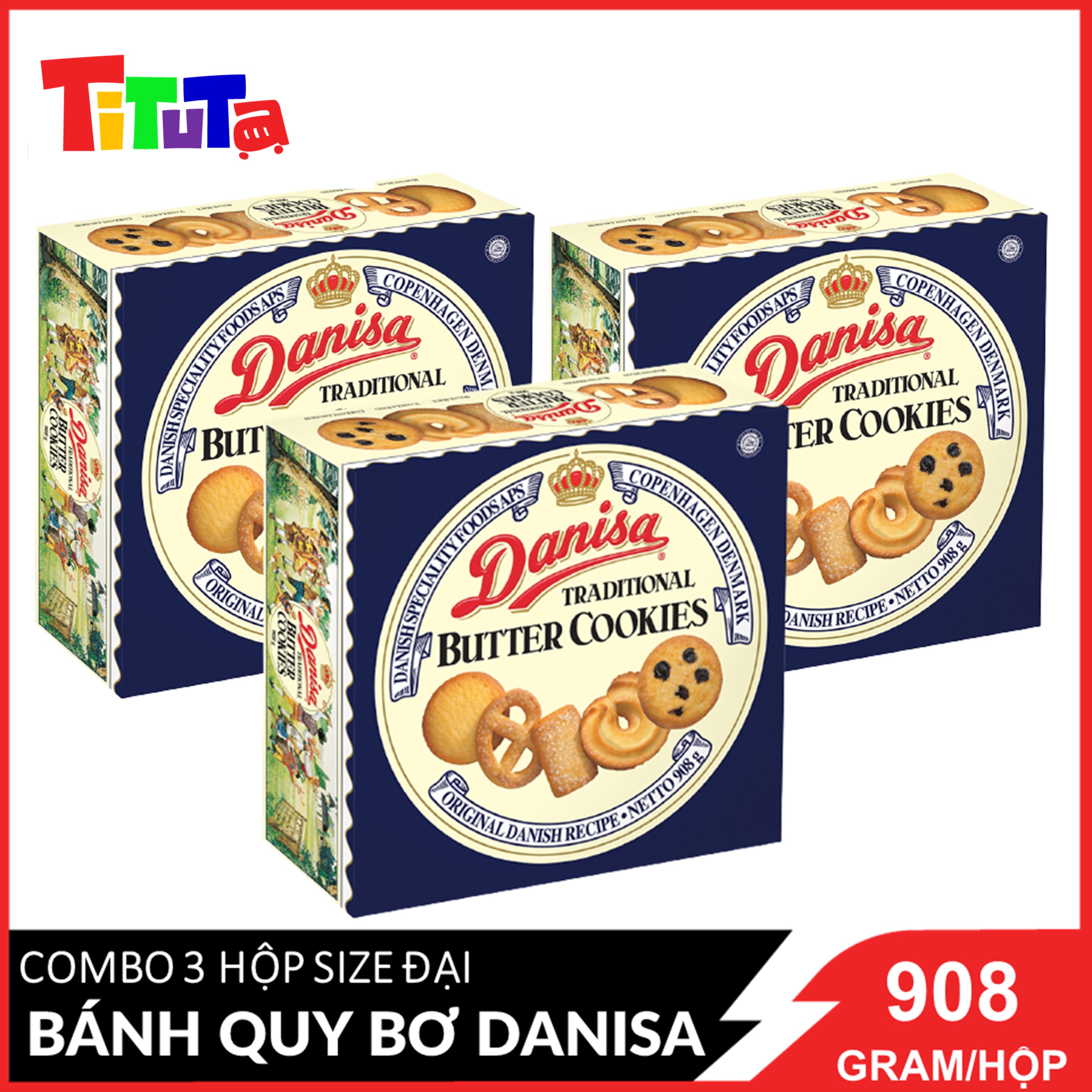 BÁNH QUY BƠ DANISA 908GRAM (3 HỘP)