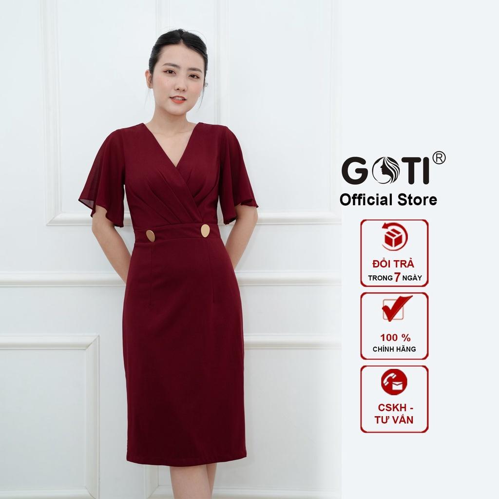 GOTI - Đầm Suông Chữ A Dự Tiệc Trung Niên Nữ Cao Cấp Màu Đen, Đỏ Vải Thun Co Giãn BigSize Cho Mẹ U40 U50 3321