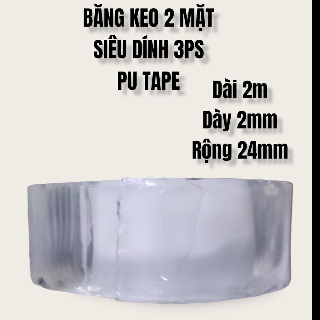 BĂNG KEO 2 MẶT ĐA NĂNG SIÊU DÍNH - MÀU TRONG SUỐT - 3PS - DÀI 2M