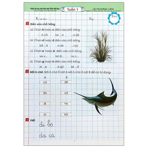 Sách - Phiếu Bài Tập Cuối Tuần Môn Tiếng Việt Lớp 1 - Theo Chương Trình Tiểu Học Mới - Hồng Ân