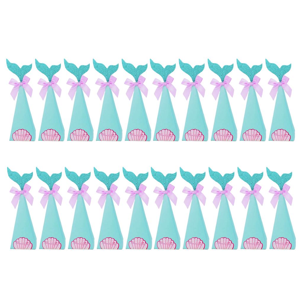 20pcs Creative Triangle Cone Mermaid Bowknot Candy Boxes Party Favor
