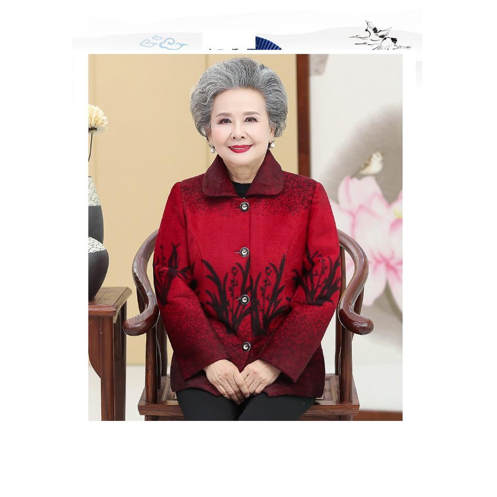 Áo khoác nhung cho người già_lá