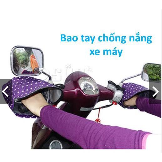 Bao tay ,găng tay chống nắng chống rét gắn tay lái xe máy có dây kéo