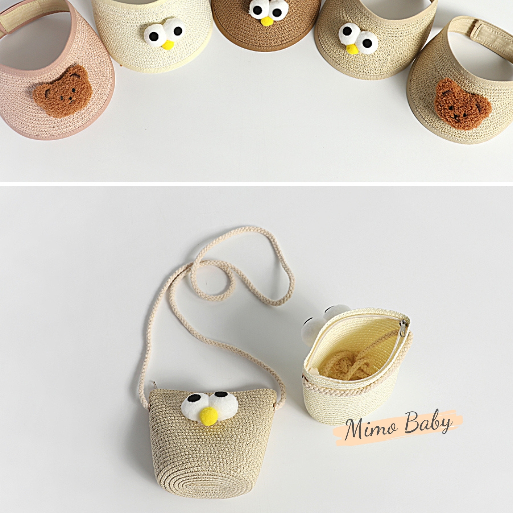 Túi cói đeo chéo họa tiết mắt chim dễ thương cho bé gái TC08 Mimo Baby