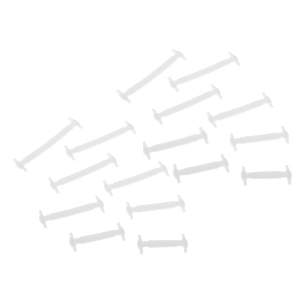 2x16 Pieces Elastic Silicone Shoelaces No Tie Shoe Laces Unisex White