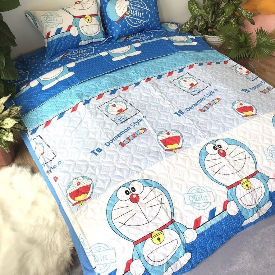 Chăn hè Cotton Poly - Doraemon - Tặng kèm 1 móc khóa Houston