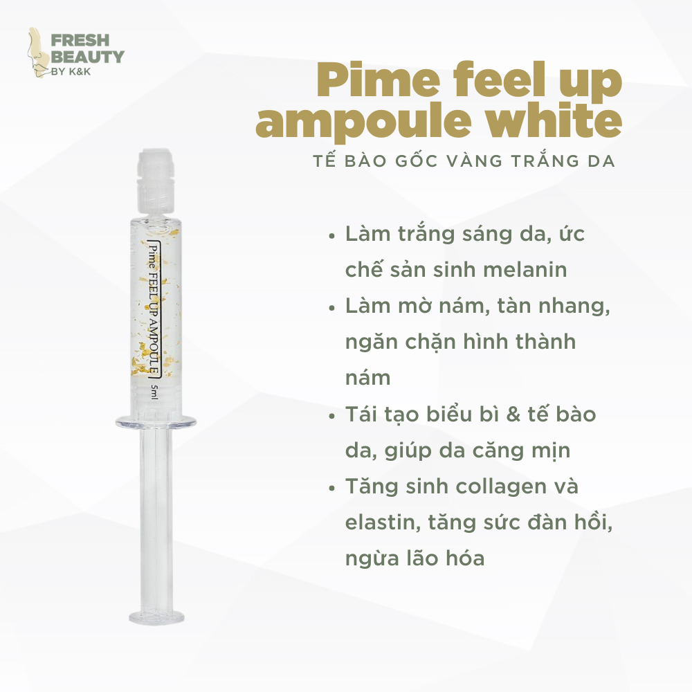 Set 5 tuýp tế bào gốc Pime Feel Up Ampoule White dưỡng trắng, hỗ trợ ức chế sắc tố nám sạm