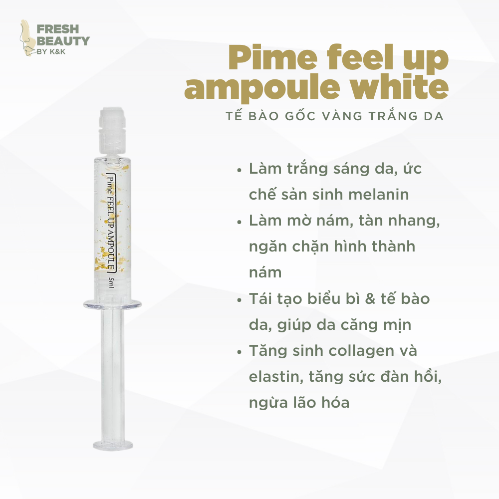 Tế bào gốc vàng trắng Pime Feel Up Ampoule White 5ml hỗ trợ giảm nám, tàn nhang, dưỡng trắng