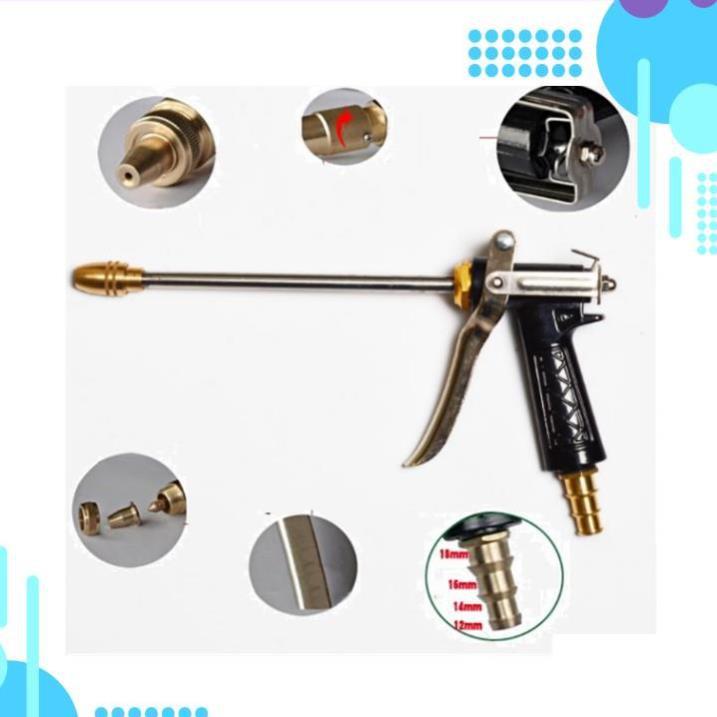 Bộ dây vòi xịt nước rửa xe, tưới cây . tăng áp 3 lần, loại 20m 206318 đầu đồng, cút, nối đen