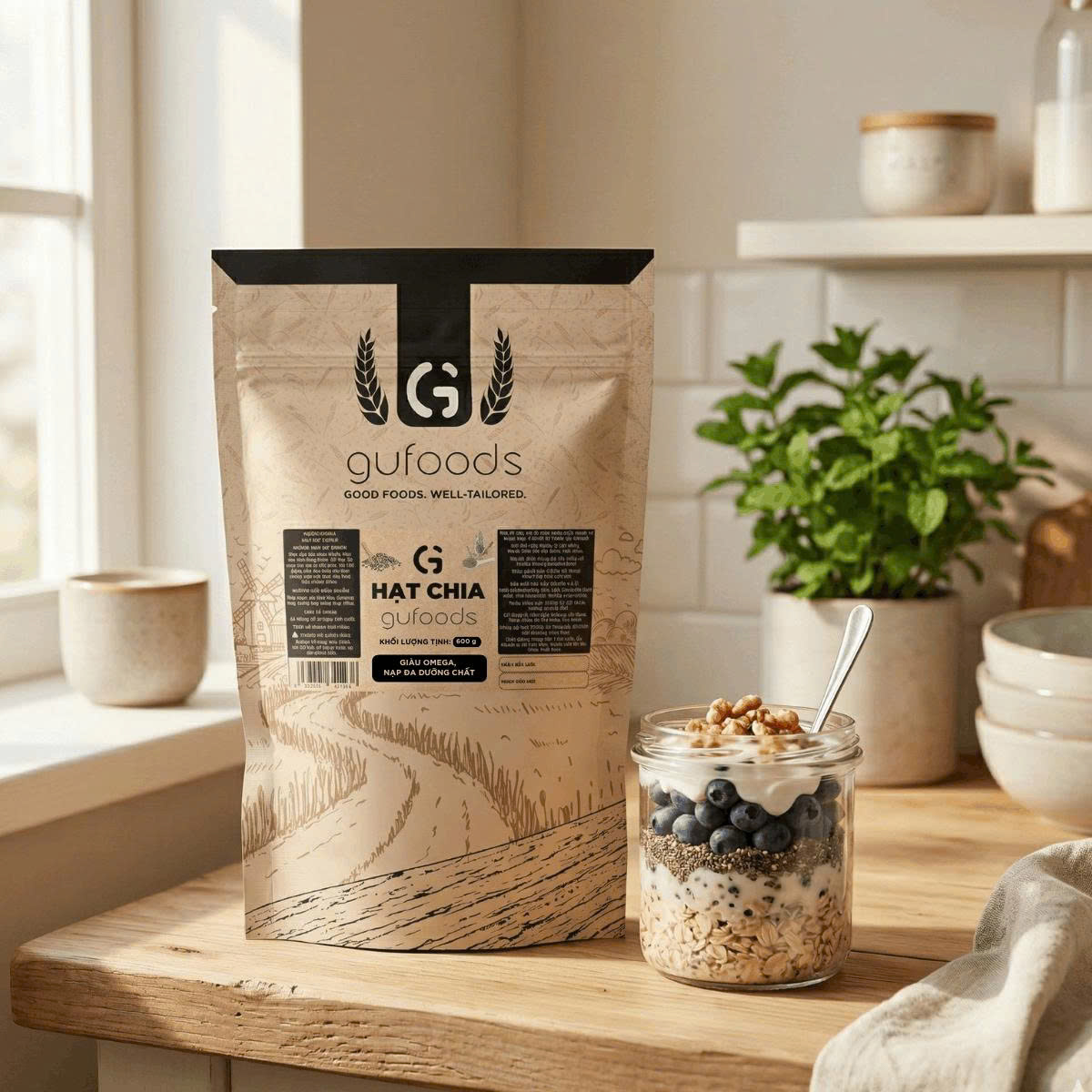 Hạt Chia Gufoods Túi 600g, Giàu Chất Xơ Omega 3-6 Cho Eat Clean Ăn Kiêng, , Không Chứa Cholesterol