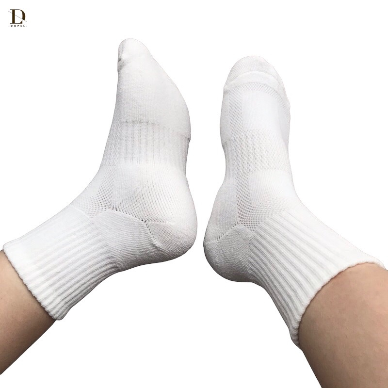 Vớ Tất Trắng Cổ Lửng 100% Cotton, Dày Dặn, Mềm, Không Dão