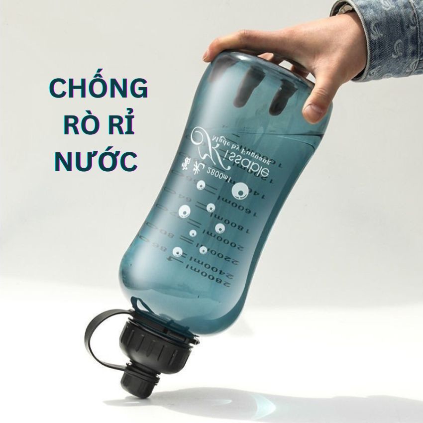 Bình Nước Thể Thao 2 Lít Bình Nước Xe Đạp Chống Sặc An Toàn Nhựa PC Không Mùi Có Vạch Chia Dung Tích Dây Đeo
