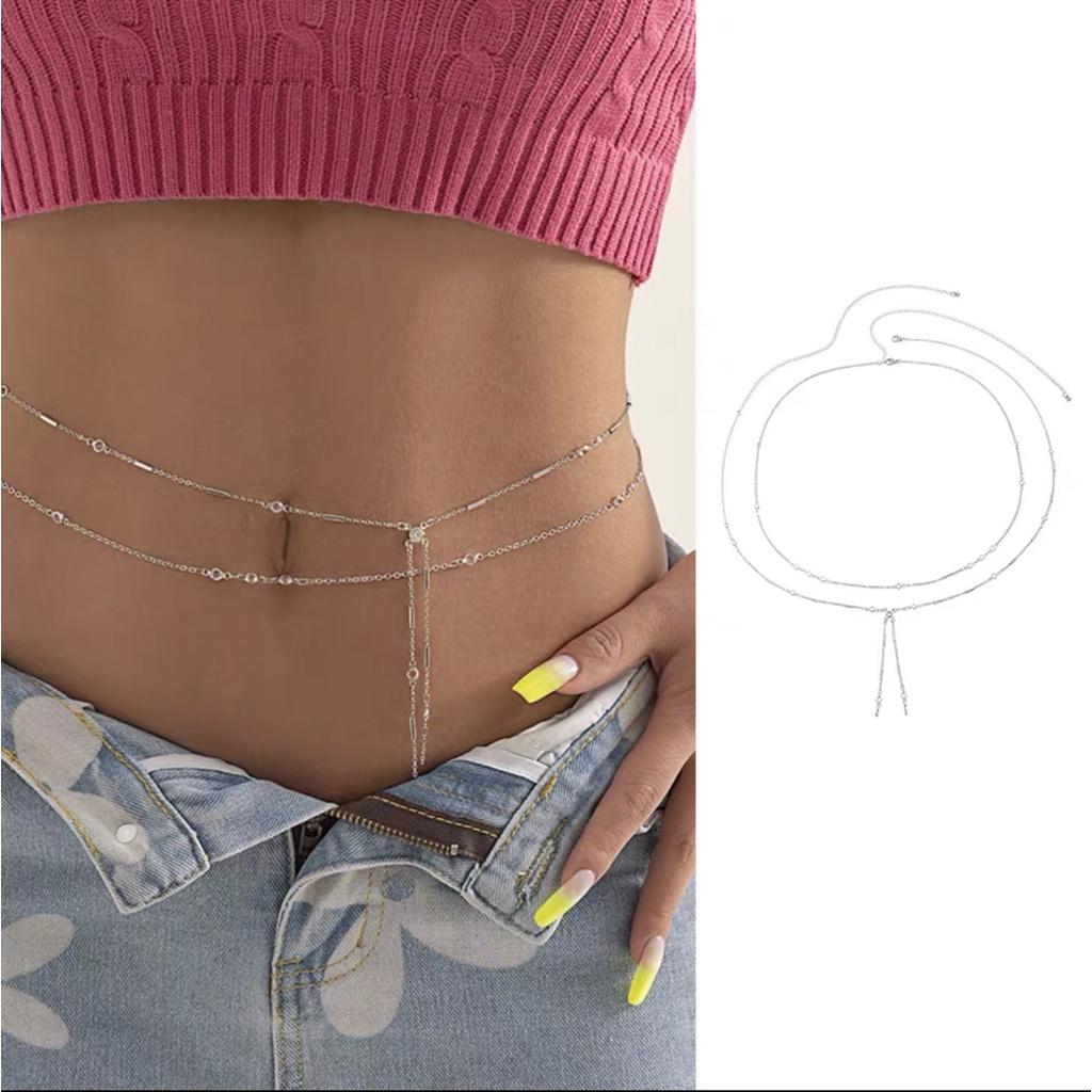 Chain thắt eo trần 2 sợi mảnh nhỏ Chain thắt eo phối croptop siu xinh