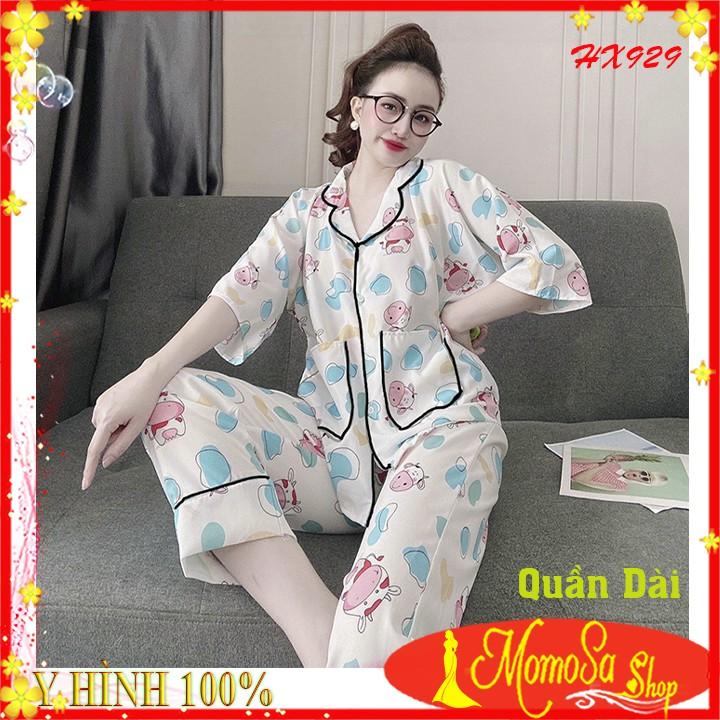 Bộ Đồ Nữ Pijama Mặc Nhà Quần Dài Lụa Mềm Mịn