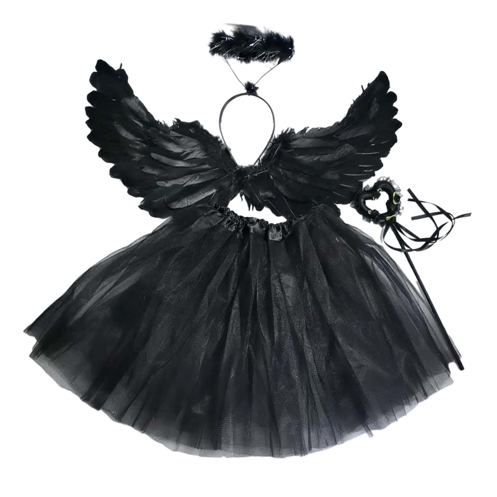 Girls Fairy Costume Set Halloween Cosplay Costume Outfit Children Kids Cosplay Angel Wing Costume for Birthday Party Carnival