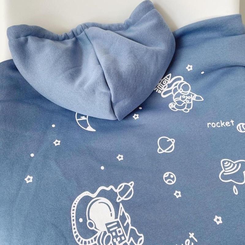 Áo hoodie nỉ lót bông Roc ket unisex
