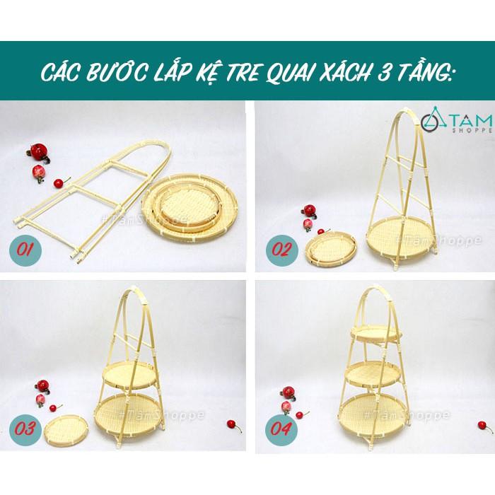 Kệ mẹt tre nhiều tầng đựng trái cây quai xách T-MTRN-08