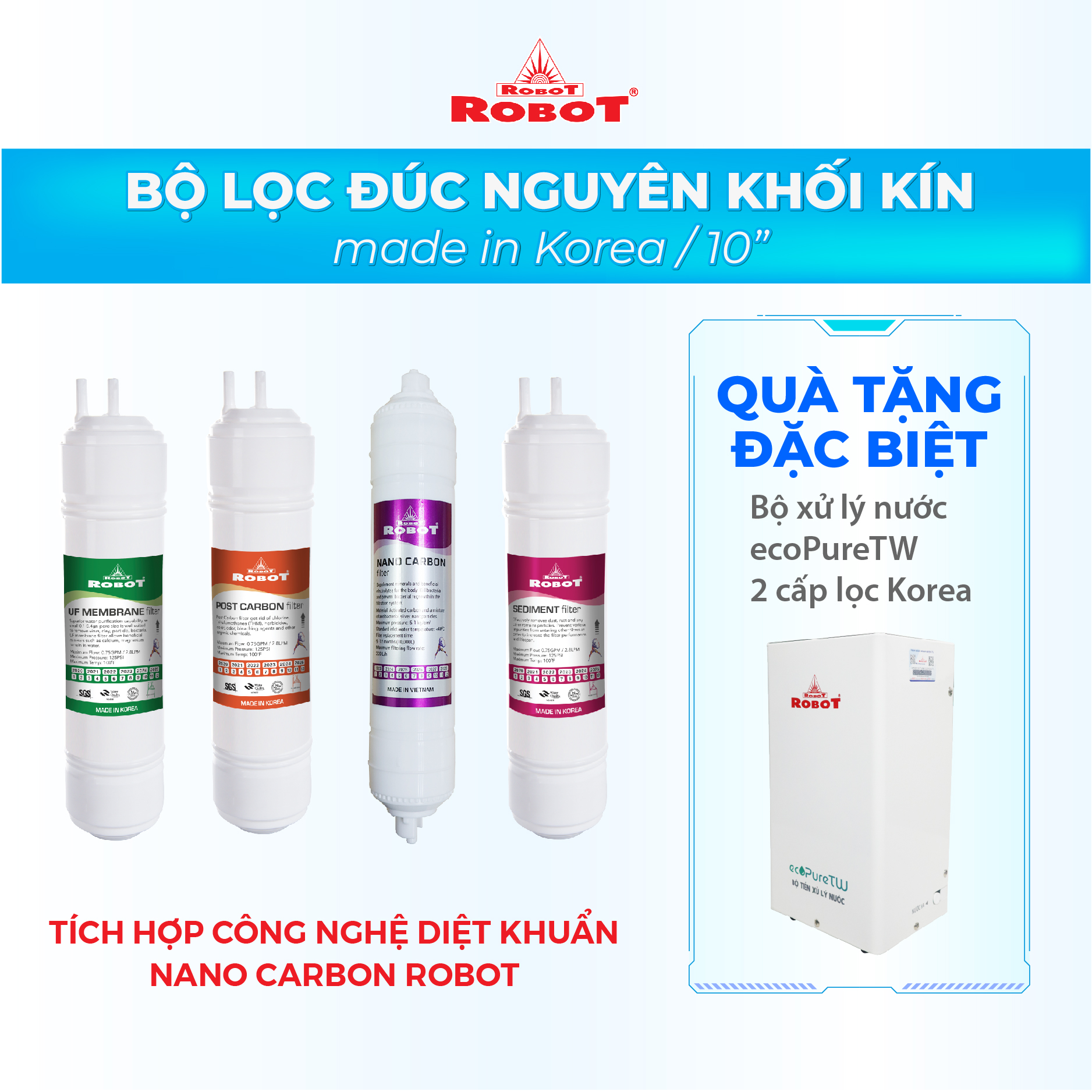 Máy Lọc Nước Điện Giải Thông Minh Ion Kiềm ROBOT IonPrince 59 - Bộ Điện Phân Với 5 Tấm Điện Cực Titanium