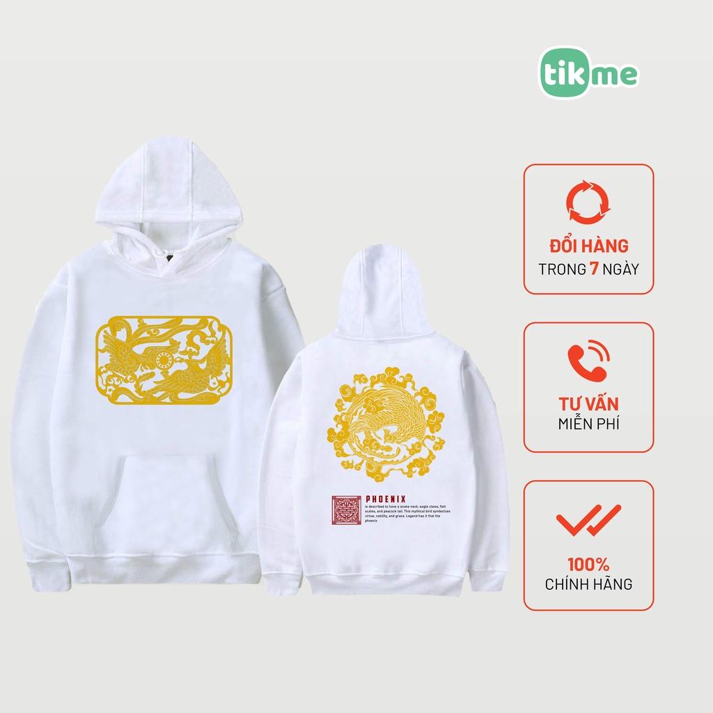 Áo Hoodie nỉ Tikme unisex phoenix phụng tứ linh trong ăn hóa Việt áo hai mặt size XS-2XL